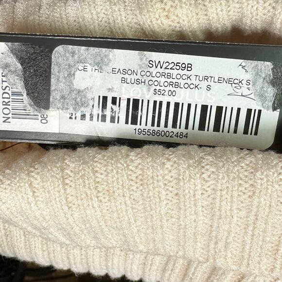 Lulus Turtleneck Sweater Womens Size Small Two Tone Colorblock Blush NEW - Picture 6 of 6